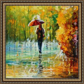 Beauty Framed Paintings - THE BEAUTY OF THE RAIN by Leonid Afremov