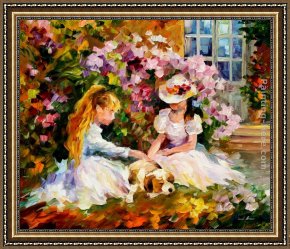 Friends Framed Paintings - THREE FRIENDS by Leonid Afremov