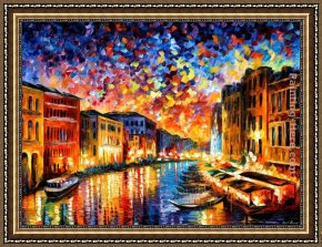 Sunny Afternoon on The Canal Framed Paintings - VENICE - GRAND CANAL by Leonid Afremov