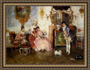 The Suitor Framed Paintings - The Suitors by Leopold Schmutzler
