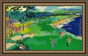 Leroy Neiman Framed Paintings - 18th at Pebble Beach by Leroy Neiman