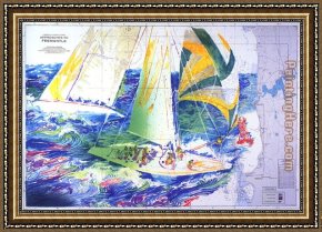 The Stirrup Cup Framed Paintings - America's Cup Australia by Leroy Neiman