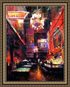 A Bar at The Folies-bergere Framed Paintings - Back Stage Bar by Leroy Neiman