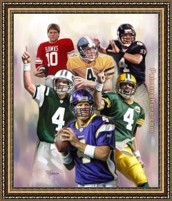 Leroy Neiman Framed Paintings - Brett Favre by Leroy Neiman