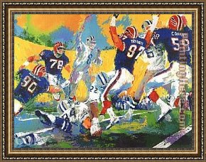 Cowboy Singing Framed Paintings - Cowboys Bills Superbowl by Leroy Neiman