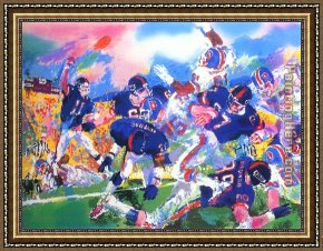 Classic Tuscany Framed Paintings - Giants Broncos Classic by Leroy Neiman
