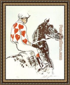 Heart Framed Paintings - Jockey Suite Hearts by Leroy Neiman