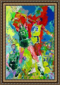 Magic Moments Framed Paintings - Magic Johnson by Leroy Neiman