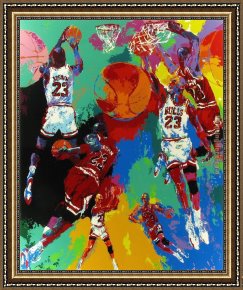 Leroy Neiman Framed Paintings - Michael Jordan by Leroy Neiman