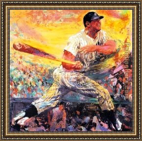 Leroy Neiman Framed Paintings - Mickey Mantle by Leroy Neiman
