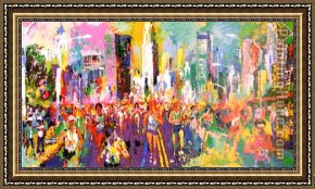 Heaven in New York Framed Paintings - New York Marathon by Leroy Neiman