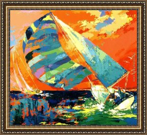 Leroy Neiman Framed Paintings - Orange Sky Sailing by Leroy Neiman