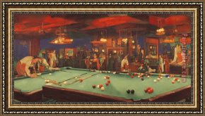 Pools of Serenity Framed Paintings - Pool Table Drama by Leroy Neiman