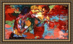 Rocky Coast Framed Paintings - Rocky vs Apollo Creed by Leroy Neiman