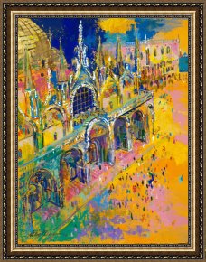 View of The Bacino Di San Marco Framed Paintings - San Marco's Square by Leroy Neiman