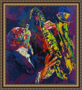 Man with Scythe Framed Paintings - Sax Man by Leroy Neiman