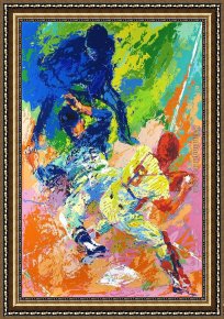Close to Home Framed Paintings - Sliding Home by Leroy Neiman