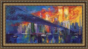 Bridge Framed Paintings - The Brooklyn Bridge by Leroy Neiman