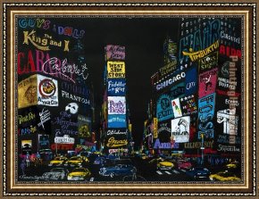 Leroy Neiman Framed Paintings - The Lights of Broadway by Leroy Neiman