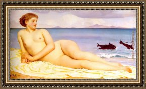 Frederick Framed Paintings - Actaea the Nymph of the Shore by Lord Frederick Leighton