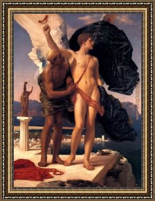 Frederick Framed Paintings - Daedalus and Icarus by Lord Frederick Leighton