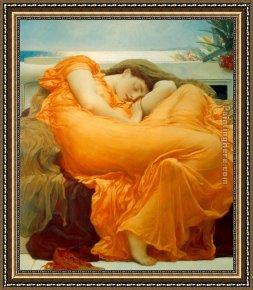 Frederick Framed Paintings - Flaming June by Lord Frederick Leighton