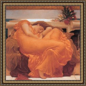 Frederick Framed Paintings - Leighton Flaming June by Lord Frederick Leighton