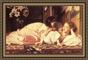 Frederick Framed Paintings - Leighton Mother and Child by Lord Frederick Leighton