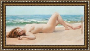 Frederick Framed Paintings - Nude on the Beach by Lord Frederick Leighton