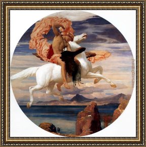 Frederick Framed Paintings - Perseus on Pegasus Hastening to the Rescue of Andromeda by Lord Frederick Leighton