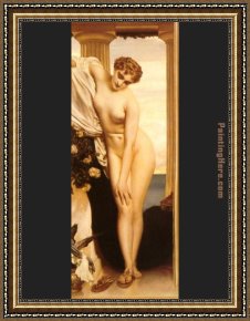 Frederick Framed Paintings - Venus Disrobing for the Bath by Lord Frederick Leighton
