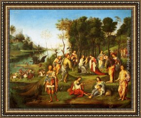 Lorenzo Framed Paintings - The Garden Of The Peaceful Arts by Lorenzo Costa