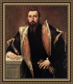 Lorenzo Framed Paintings - Portrait of Febo da Brescia by Lorenzo Lotto