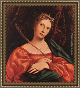 The Mystic Marriage of St. Catherine Framed Paintings - St Catherine of Alexandria by Lorenzo Lotto