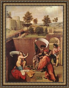 Lorenzo Framed Paintings - Susanna and the Elders by Lorenzo Lotto
