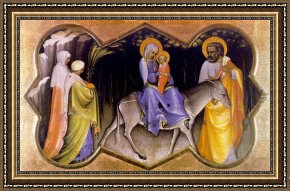 Flight Framed Paintings - The Flight into Egypt by Lorenzo Monaco