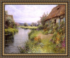 The Wolf River, Kansas Framed Paintings - A Bend in the River by Louis Aston Knight