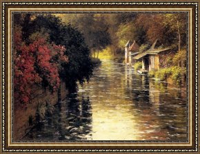 The Wolf River, Kansas Framed Paintings - A French River Landscape by Louis Aston Knight
