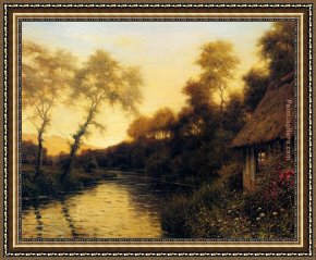 The Wolf River, Kansas Framed Paintings - A French River Landscape At Sunset by Louis Aston Knight