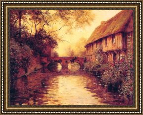 The Wolf River, Kansas Framed Paintings - Houses by the River by Louis Aston Knight