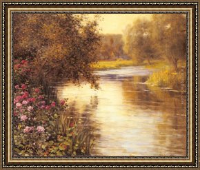 Those Blossoms You Gave So Freely 1 Framed Paintings - Spring Blossoms along a Meandering River by Louis Aston Knight