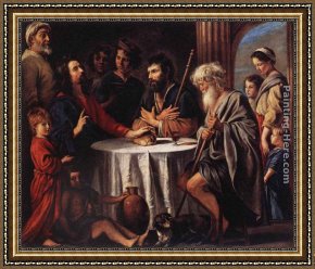 Nain Framed Paintings - The Supper at Emmaus by Louis Le Nain