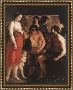 Nain Framed Paintings - Venus at the Forge of Vulcan by Louis Le Nain