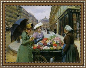 Jerusalem, Cote De La Porte De Jaffe Framed Paintings - Marchande des Fleures by Louis Marie de Schryver