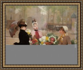The Flower Seller, (vendedora De Alcatraces) 1942 Framed Paintings - The Flower Seller by Louis Marie de Schryver