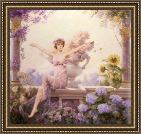 Saskia As Flora Framed Paintings - Abbema Flora by Louise Abbema