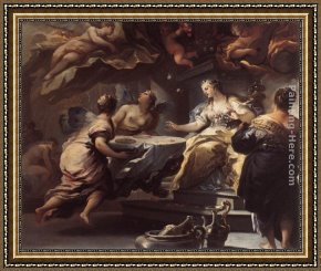 Spirits at Play II Framed Paintings - Psyche Served by Invisible Spirits by Luca Giordano