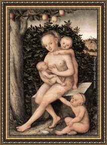 Charity Framed Paintings - Charity by Lucas Cranach the Elder