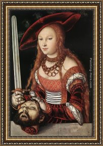 Elders Framed Paintings - Judith with the Head of Holofernes by Lucas Cranach the Elder