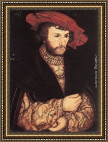 Portrait of a Young Man (detail) Framed Paintings - Portrait of a Young Man by Lucas Cranach the Elder